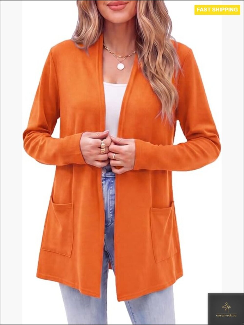 Lightweight Long Sleeve Cardigan with Pockets Open Front Duster